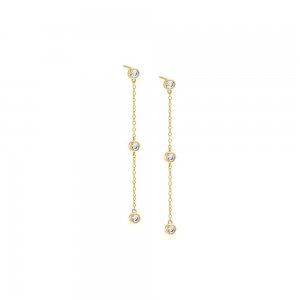 Bezel Diamond By The Yard Drop Stud Earring