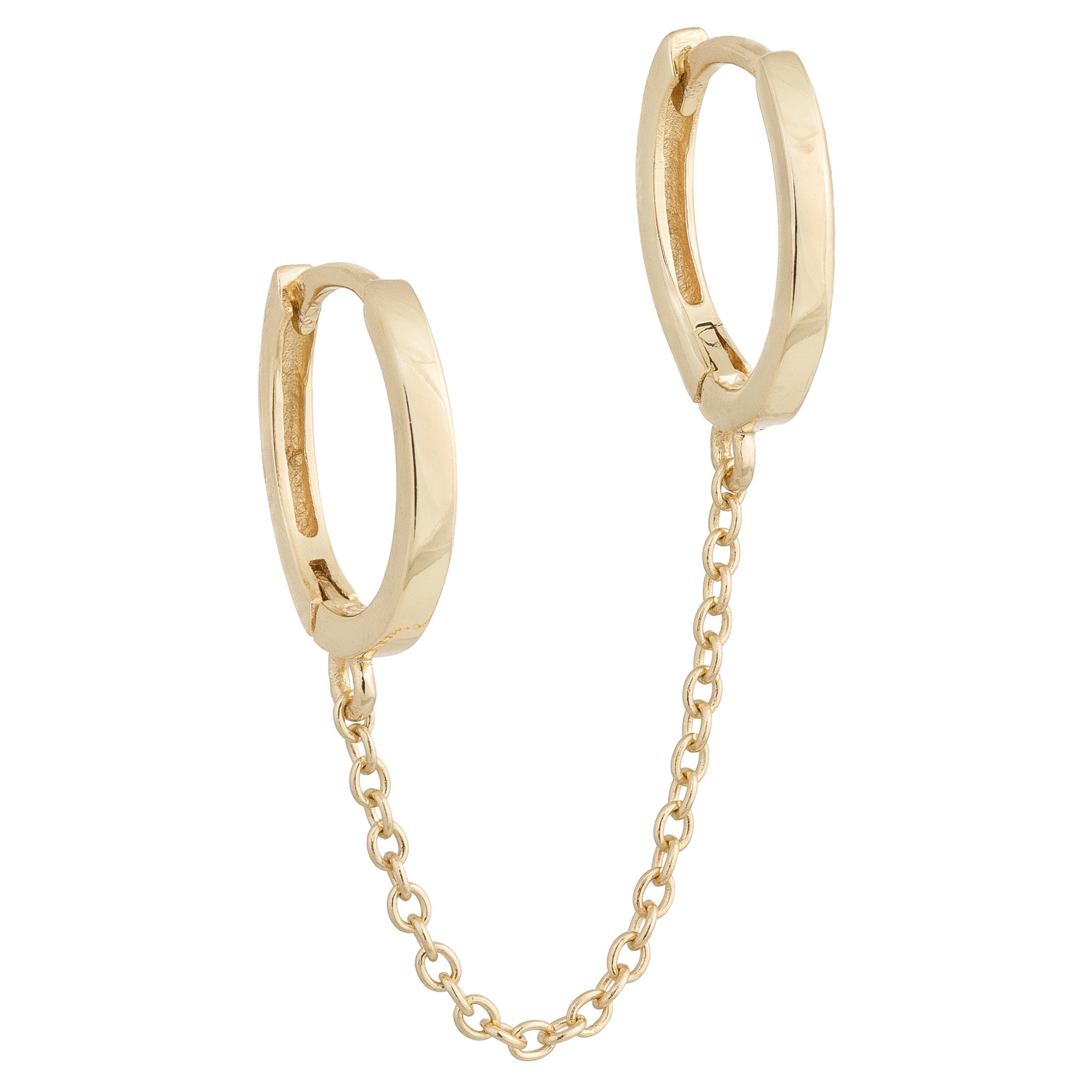 Solid Double Chain Huggie Earring
