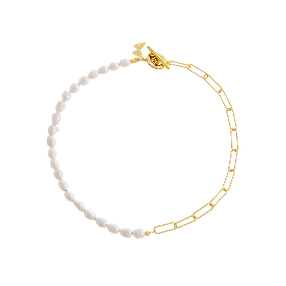 Toggle Pearl X Paperclip Chain Anklet