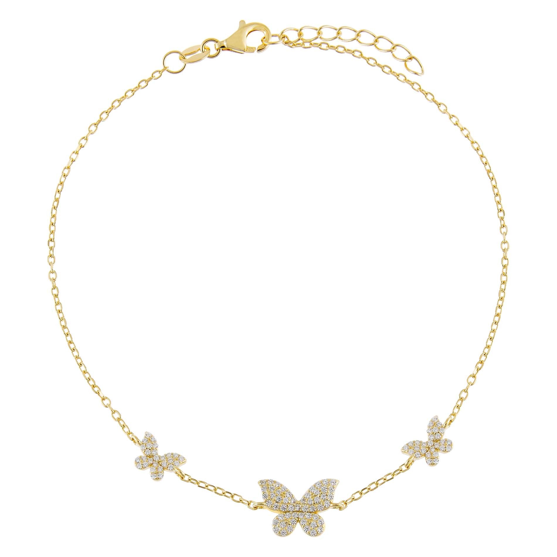Pave Triple Butterfly Anklet