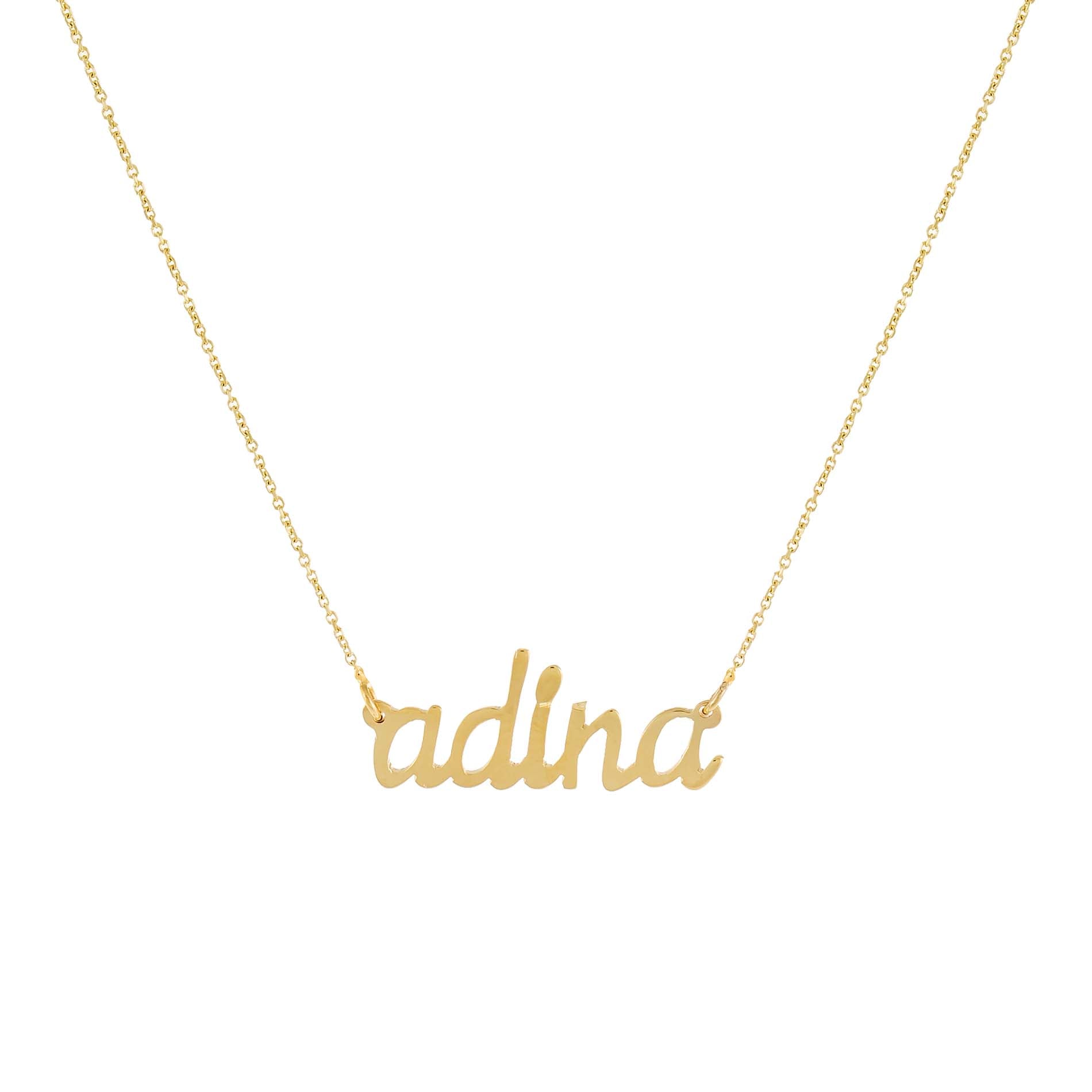 Lowercase Script Nameplate Necklace 14K