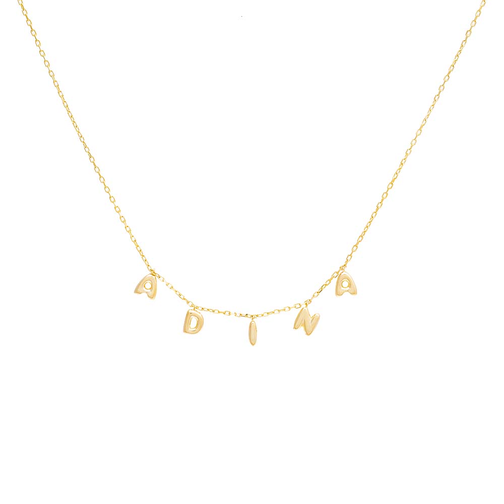 Solid Bubble Letter Dangling Name Necklace