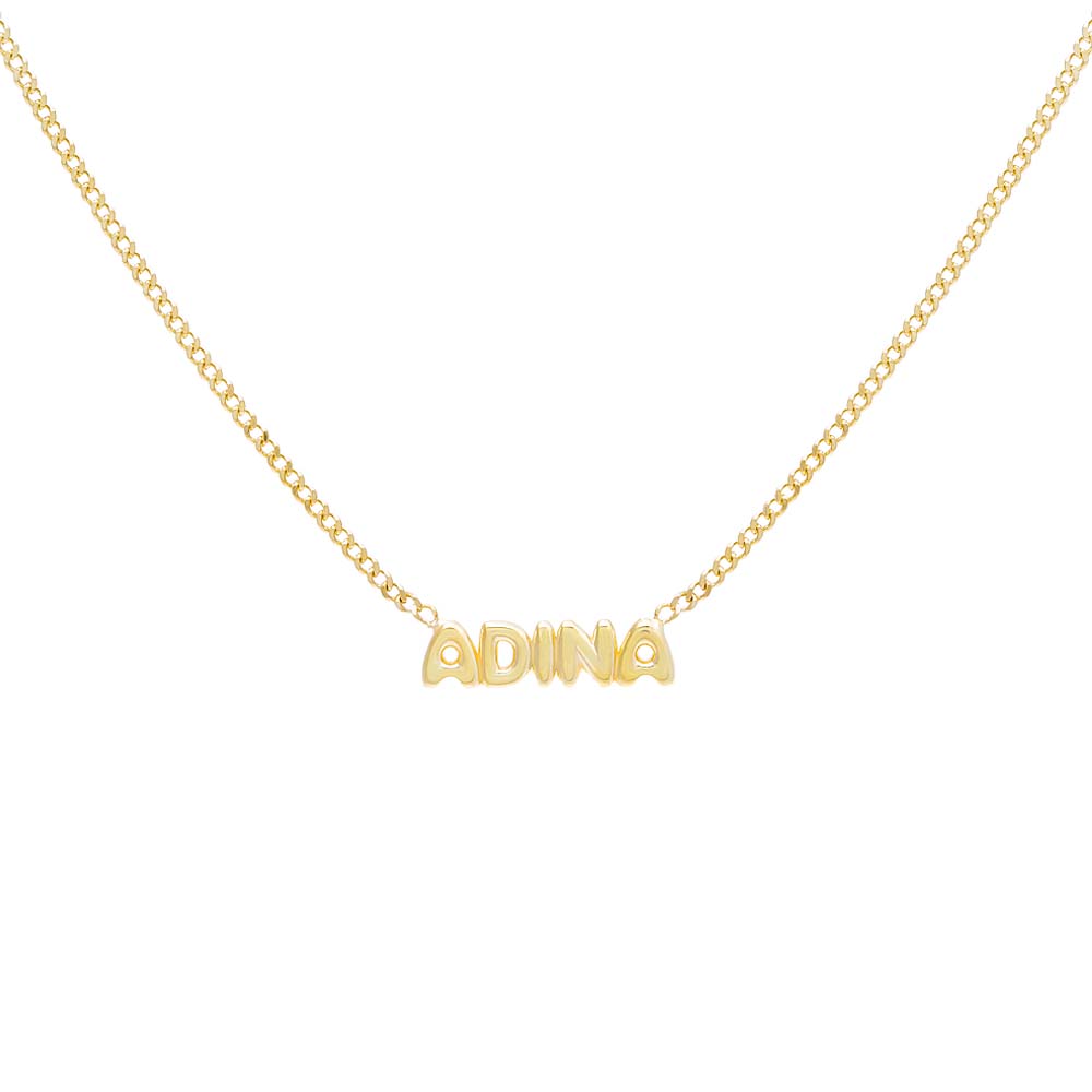 Solid Bubble Name Link Necklace