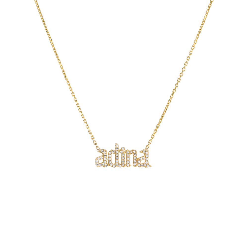 Pave Gothic Nameplate Chain Necklace