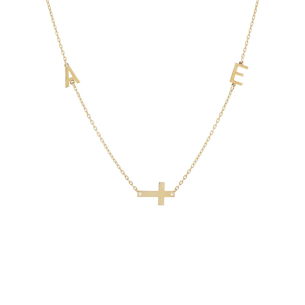 Solid Cross \u0026 Double Initial Necklace
