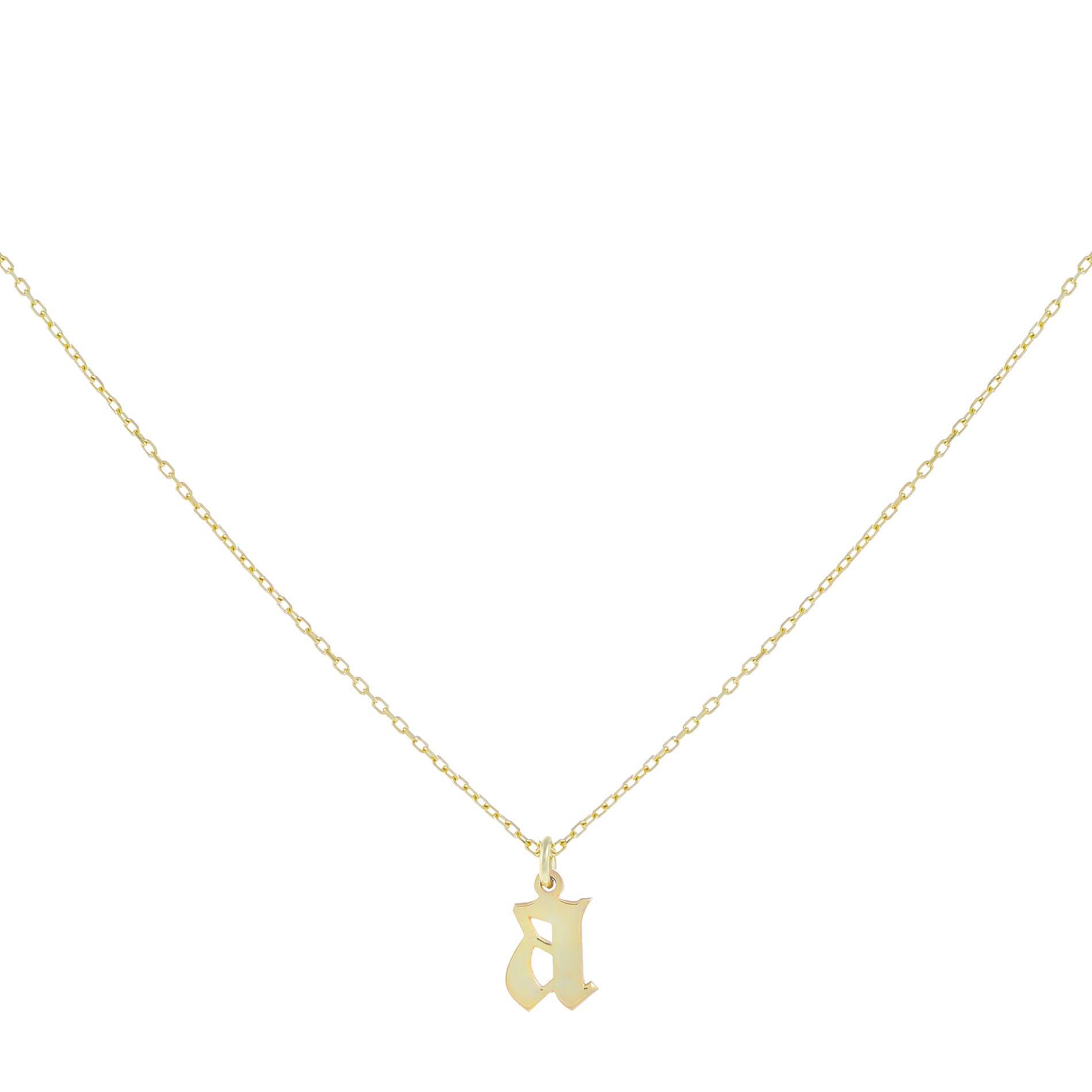 Gothic Initial Necklace 14K