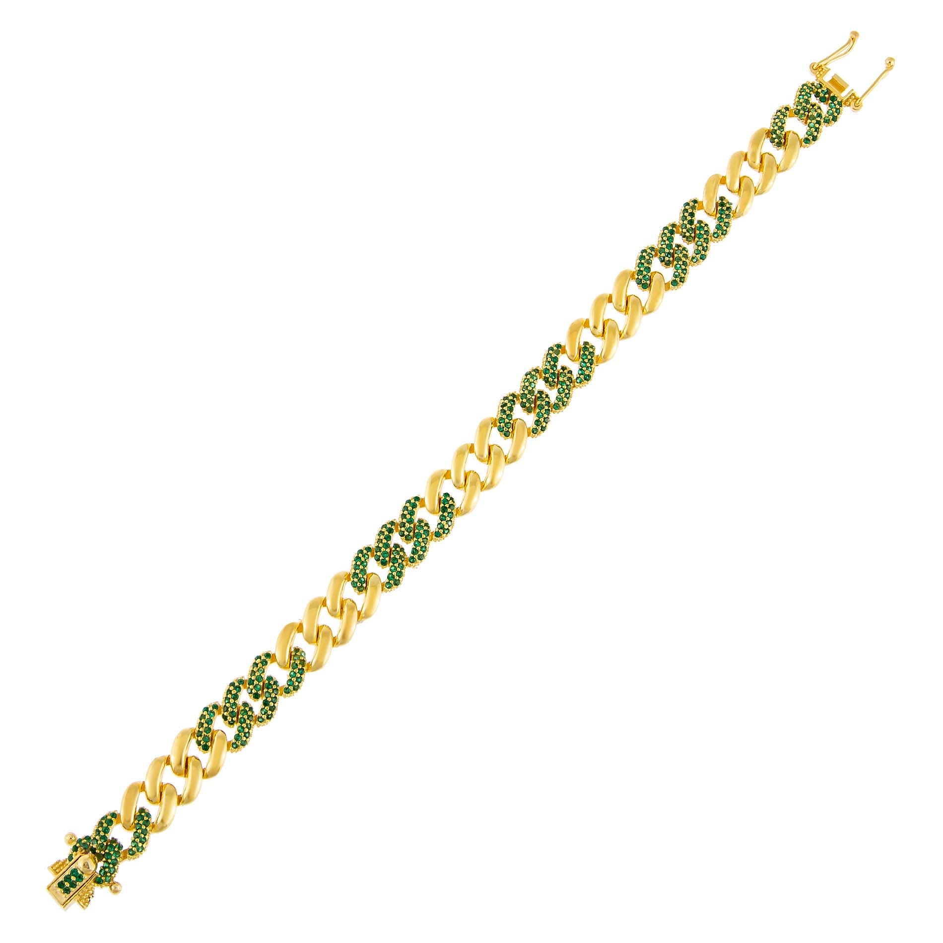 Pave Emerald Green Chain Link Bracelet