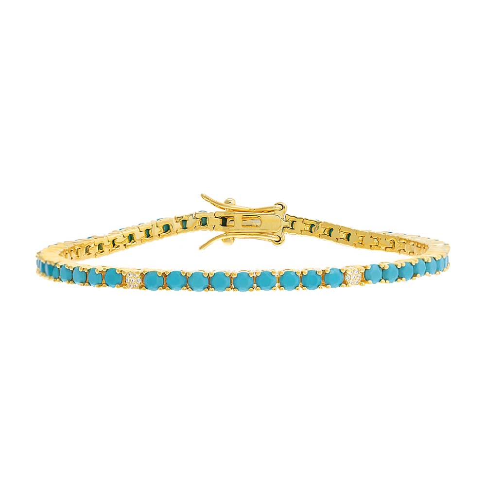 Pave Accented Colored Tennis Bracelet