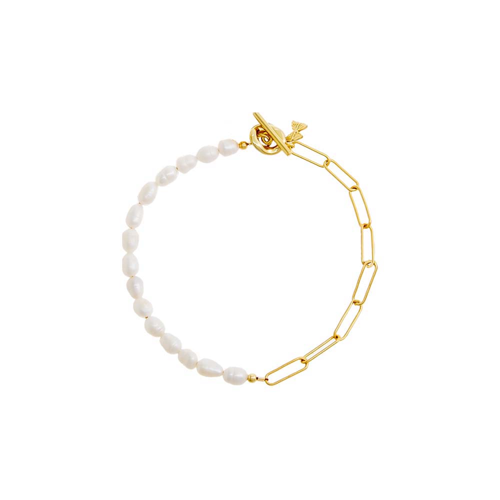 Toggle Pearl X Paperclip Chain Bracelet