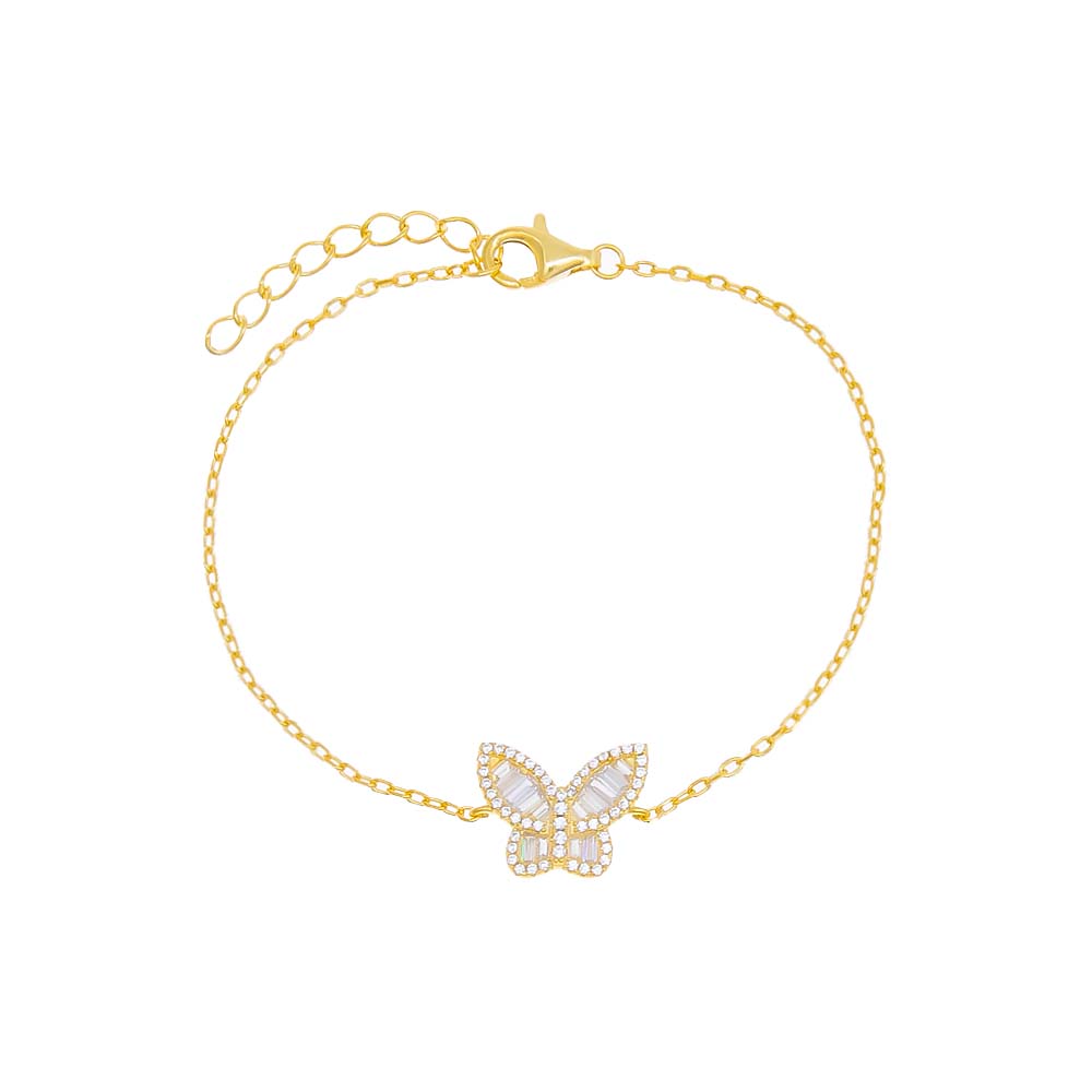 Pave X Baguette Butterfly Bracelet
