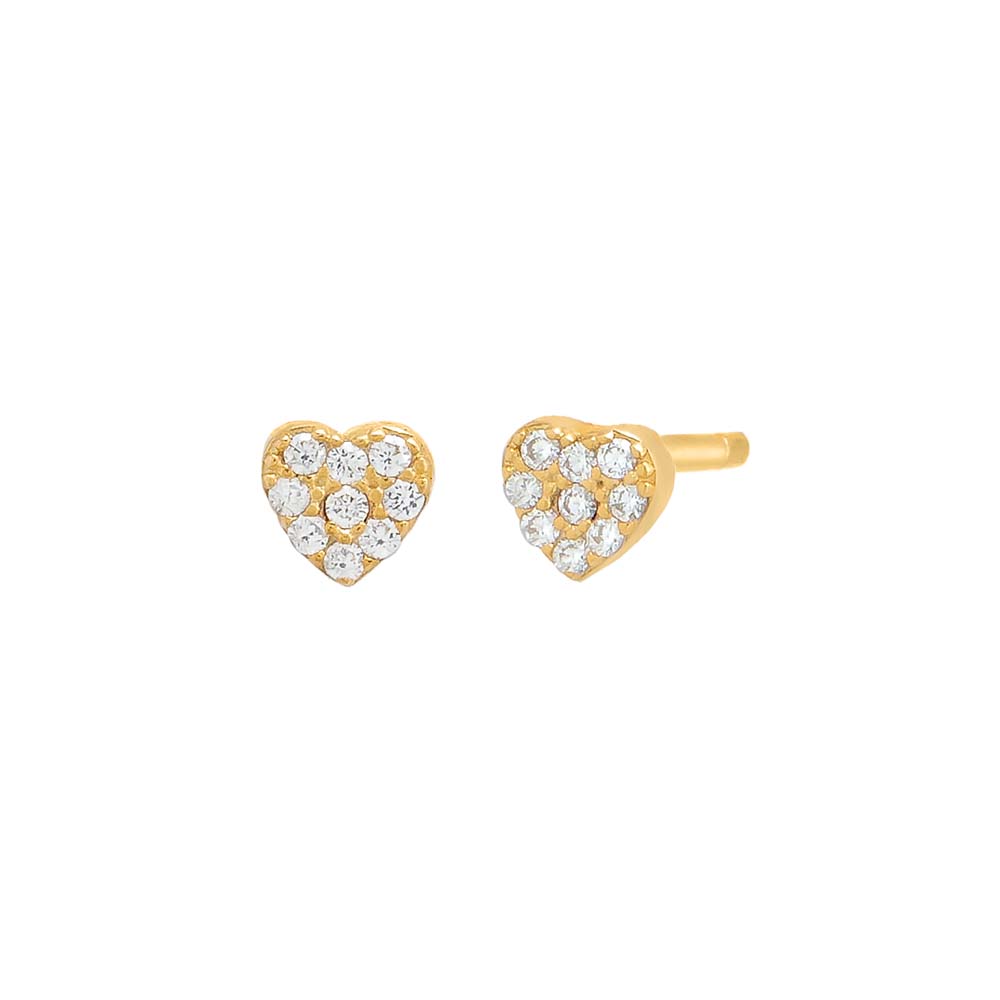 Tiny Pave Heart Stud Earring