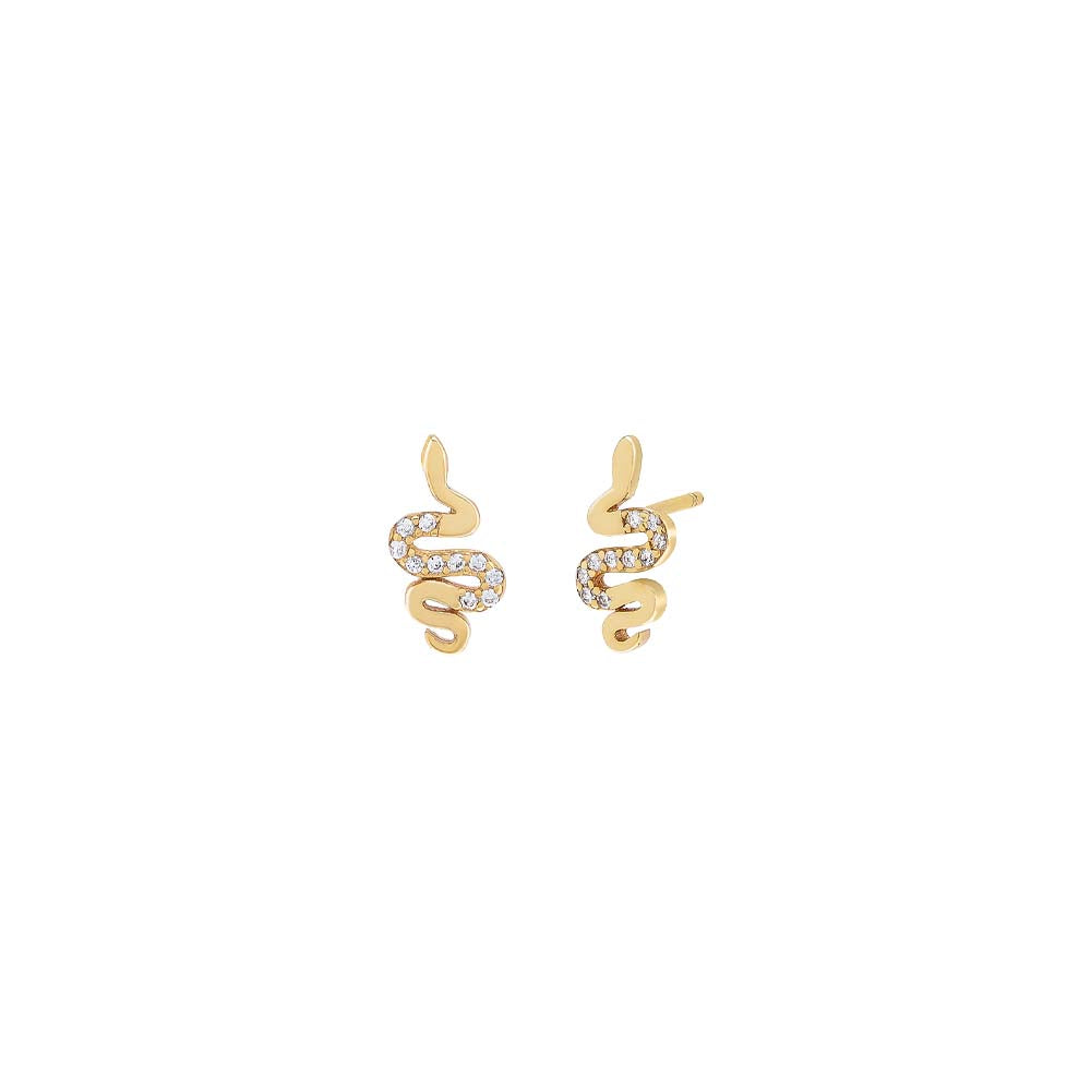 Pave\/Solid Snake Stud Earring