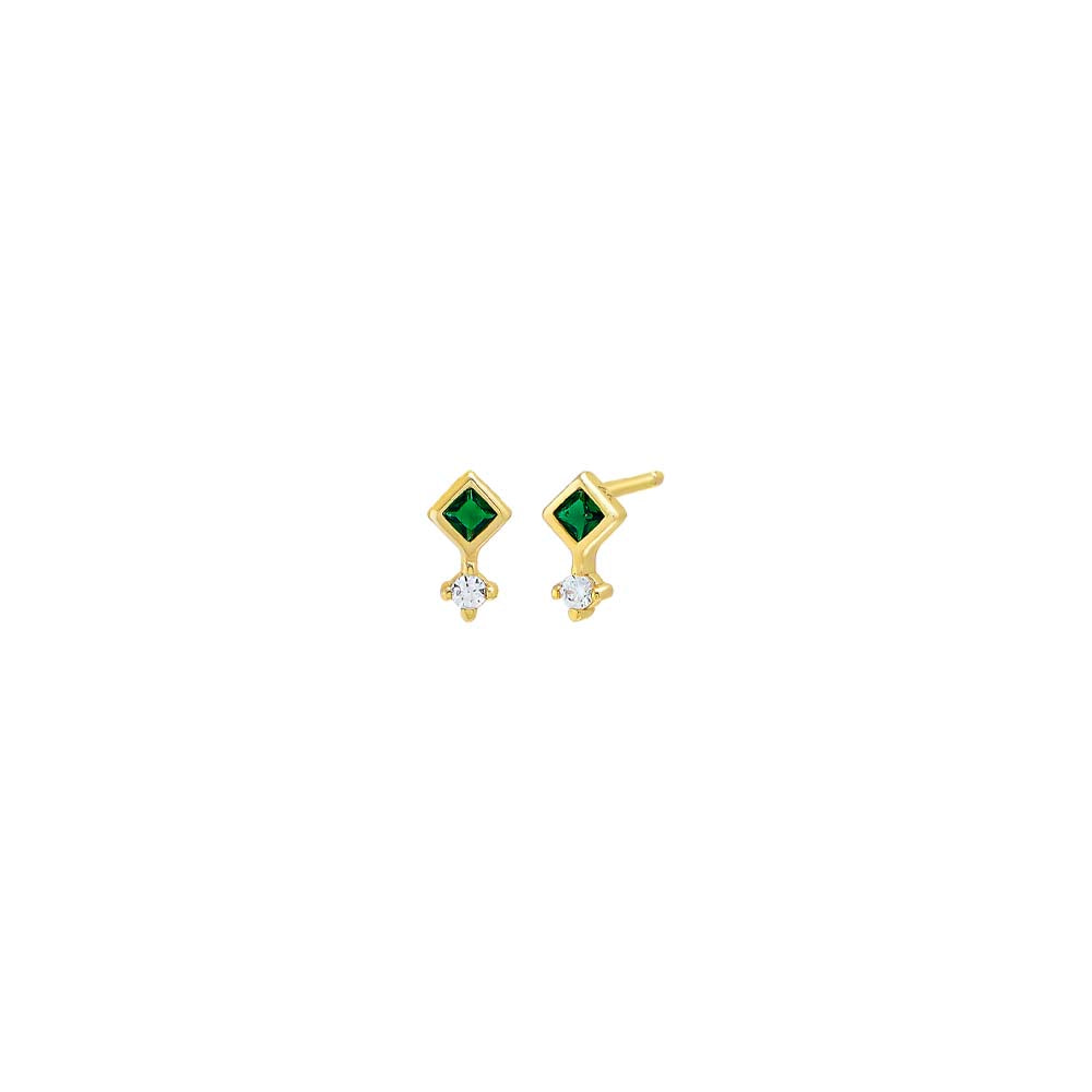 Colored Itty Bitty Double Stone Stud Earring