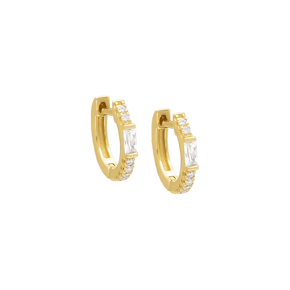 Colored Pave Baguette Huggie Earring