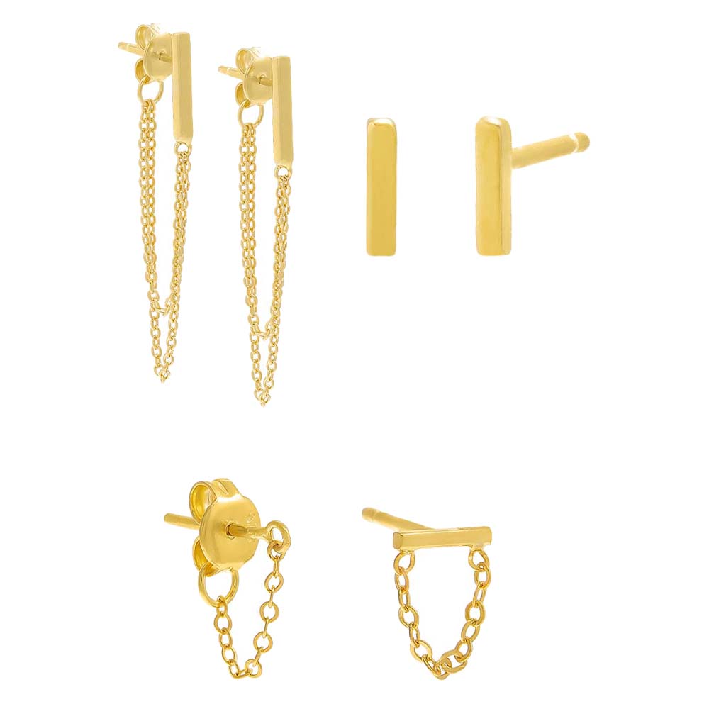 The Solid Multi-Bar Earring Combo Set