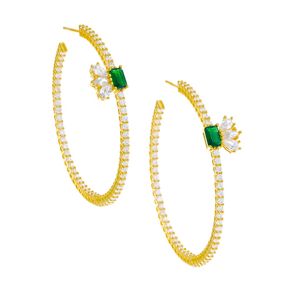 Colored Accented Tennis Hoop Earring
