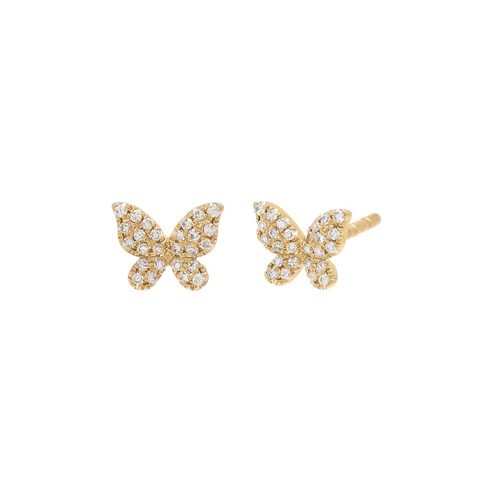 Diamond Mini Butterfly Stud Earring 14K