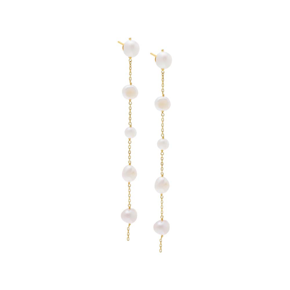 Large Pearl Chain Drop Stud Earring