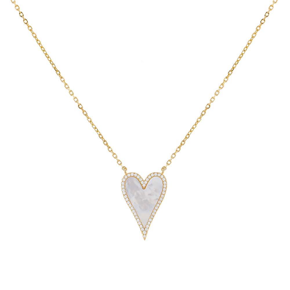 Elongated Pave Heart Necklace