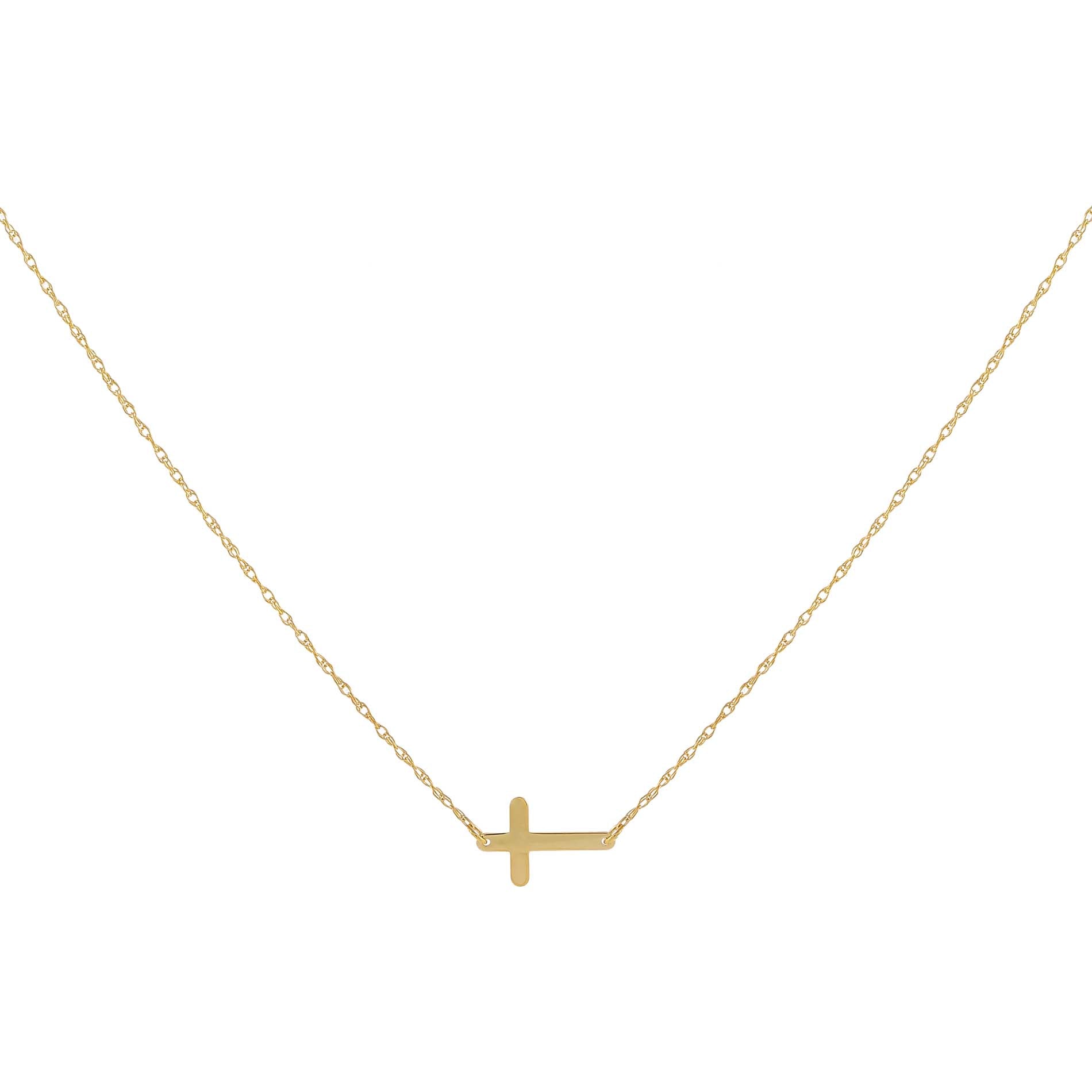 Mini Solid Cross Necklace 14K