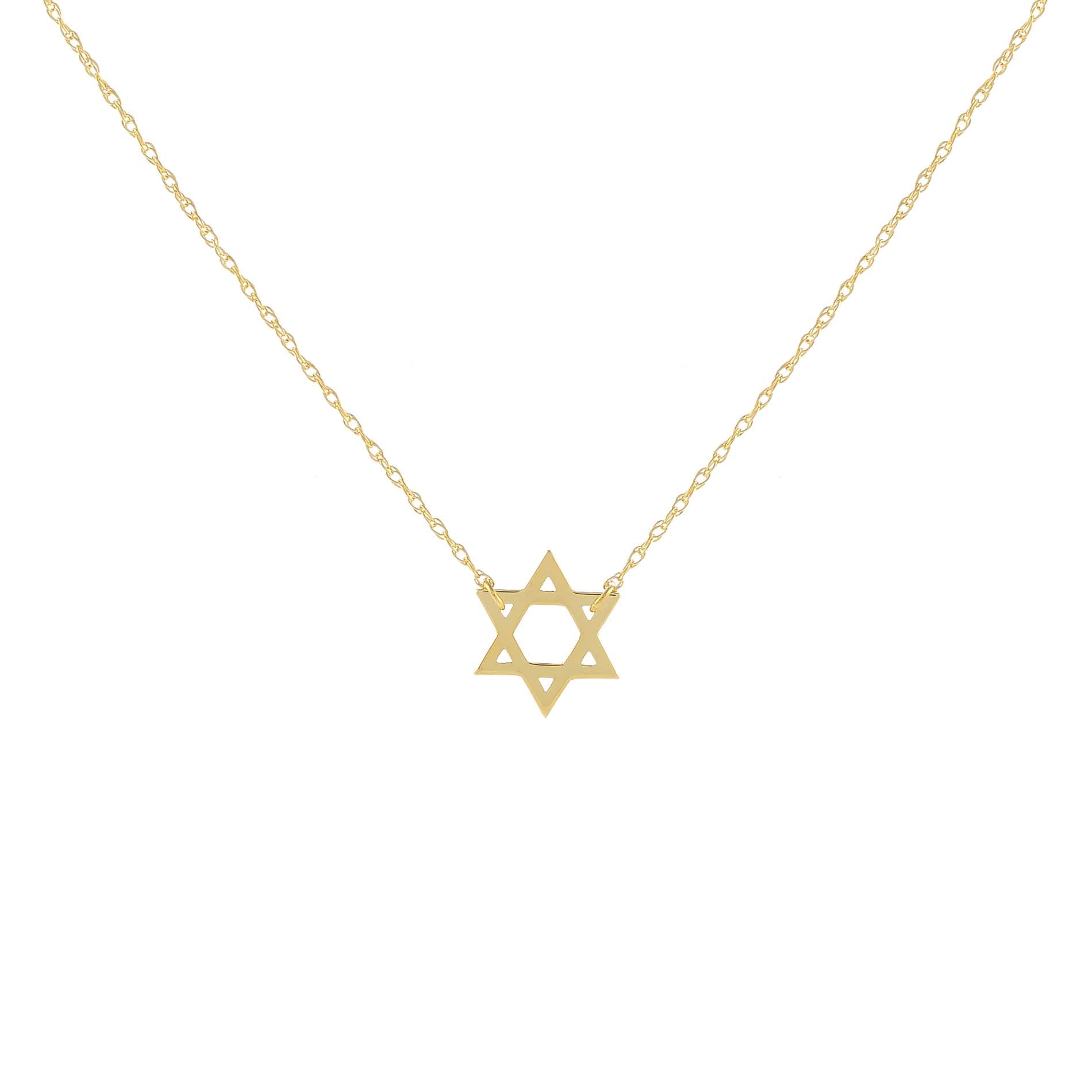 Solid Star of David Necklace 14K