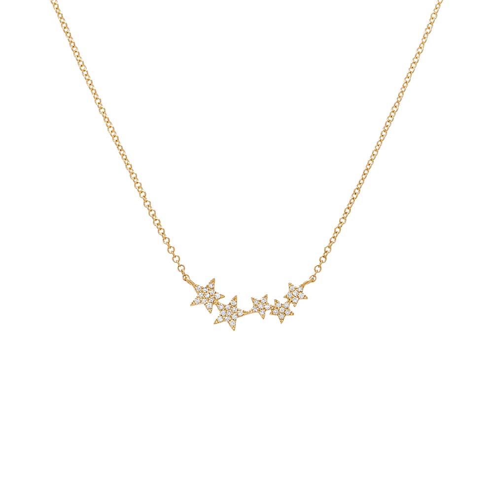 Diamond Pave Multi Star Pendant Necklace 14K