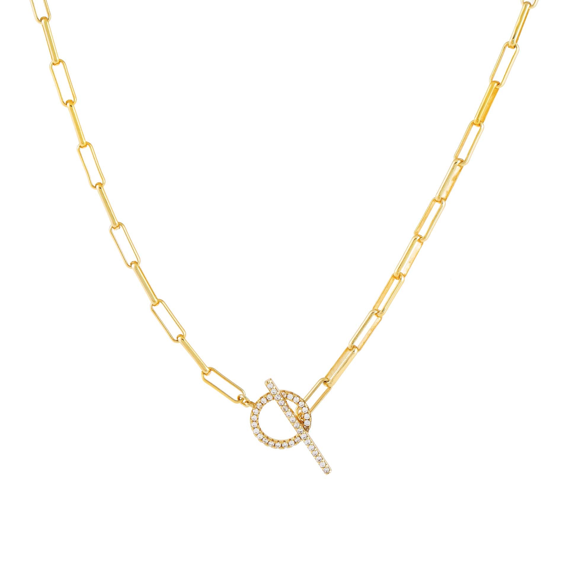 Pave Toggle Link Necklace