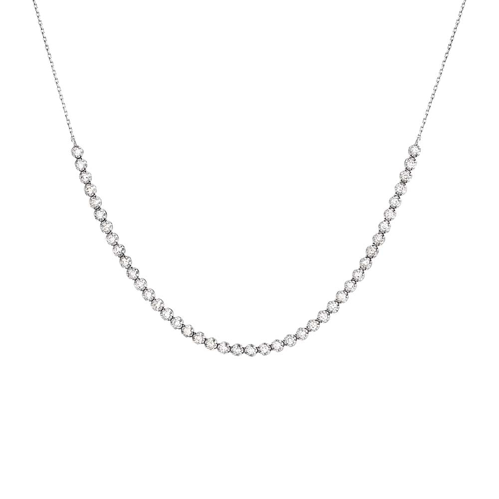 Diamond Thin Half Tennis Necklace 14K