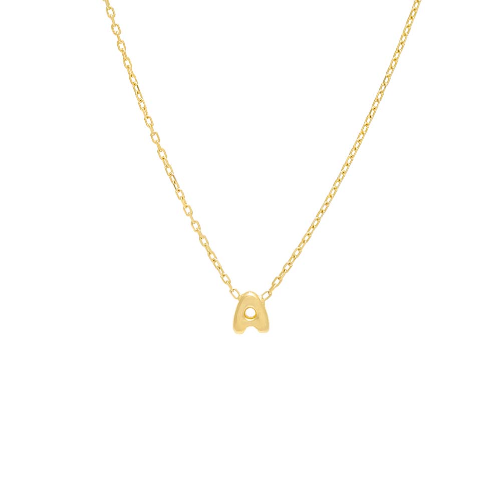 Solid Bubble Letter Initial Necklace