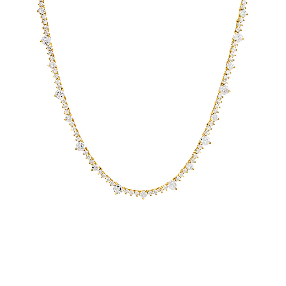 Accented Three Prong Tennis Necklace