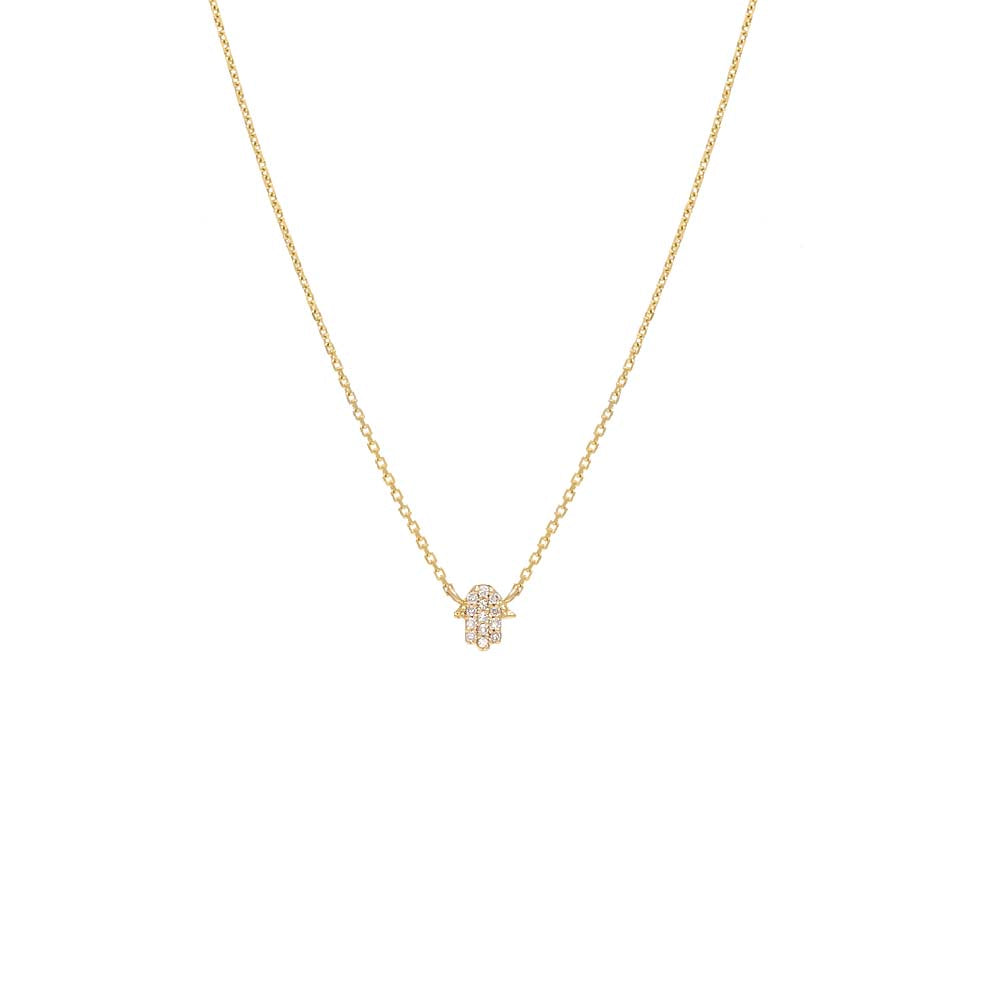 Petite Diamond Hamsa Necklace 14K
