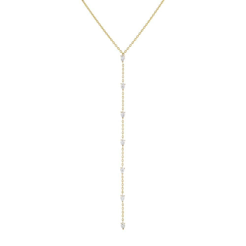 Teardrop Diamond Drop Lariat Necklace 14K