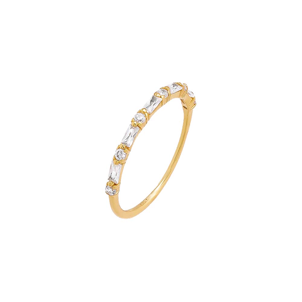 Colored Thin Baguette X Solitaire CZ Ring