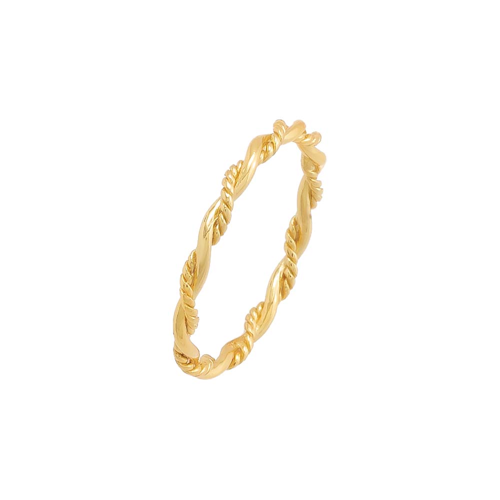 Thin Solid X Rope Twisted Ring