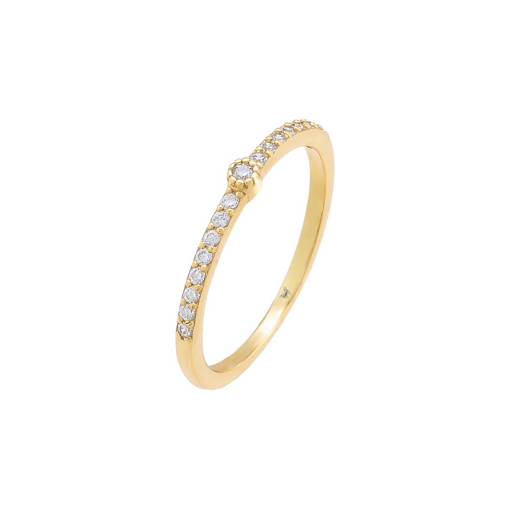 Accented Single Stone Pave Ring