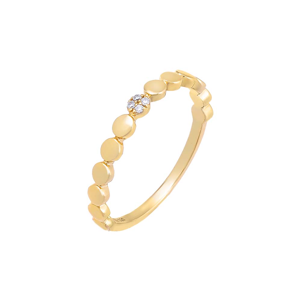 Pave Accented Flat Bead Ring
